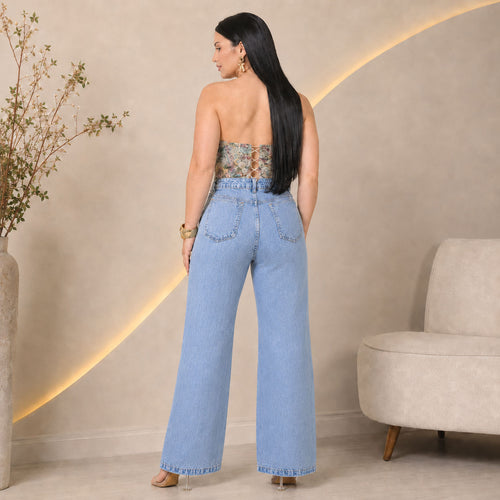 Calça Jeans Feminina 4 Bolsos Cargo frontal - Claro