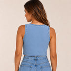 Colete Jeans Feminino Vintage - Claro