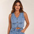 Colete Jeans Feminino Vintage - Claro