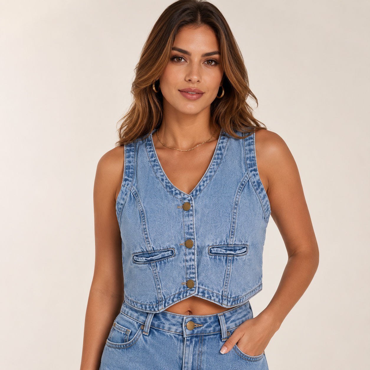 Colete Jeans Feminino Vintage - Claro