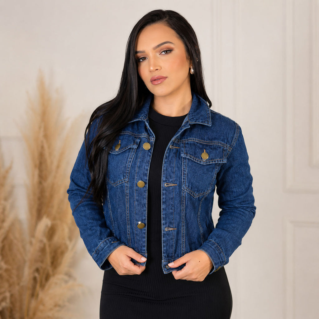 Jaqueta Jeans Feminina Clássica - Escura