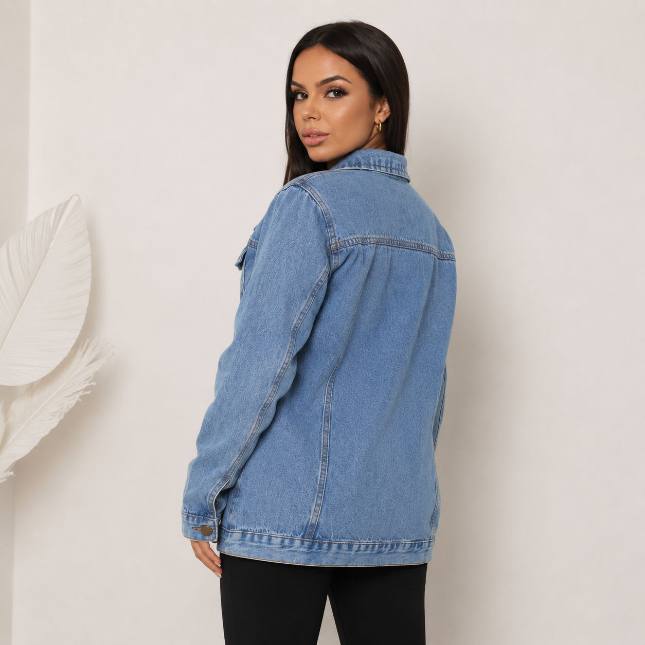 Max Jaqueta Jeans Feminina Clássica com Barra - Clara