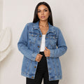 Max Jaqueta Jeans Feminina Clássica com Barra - Clara