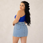 Mini Saia Jeans com Brilho / Strass