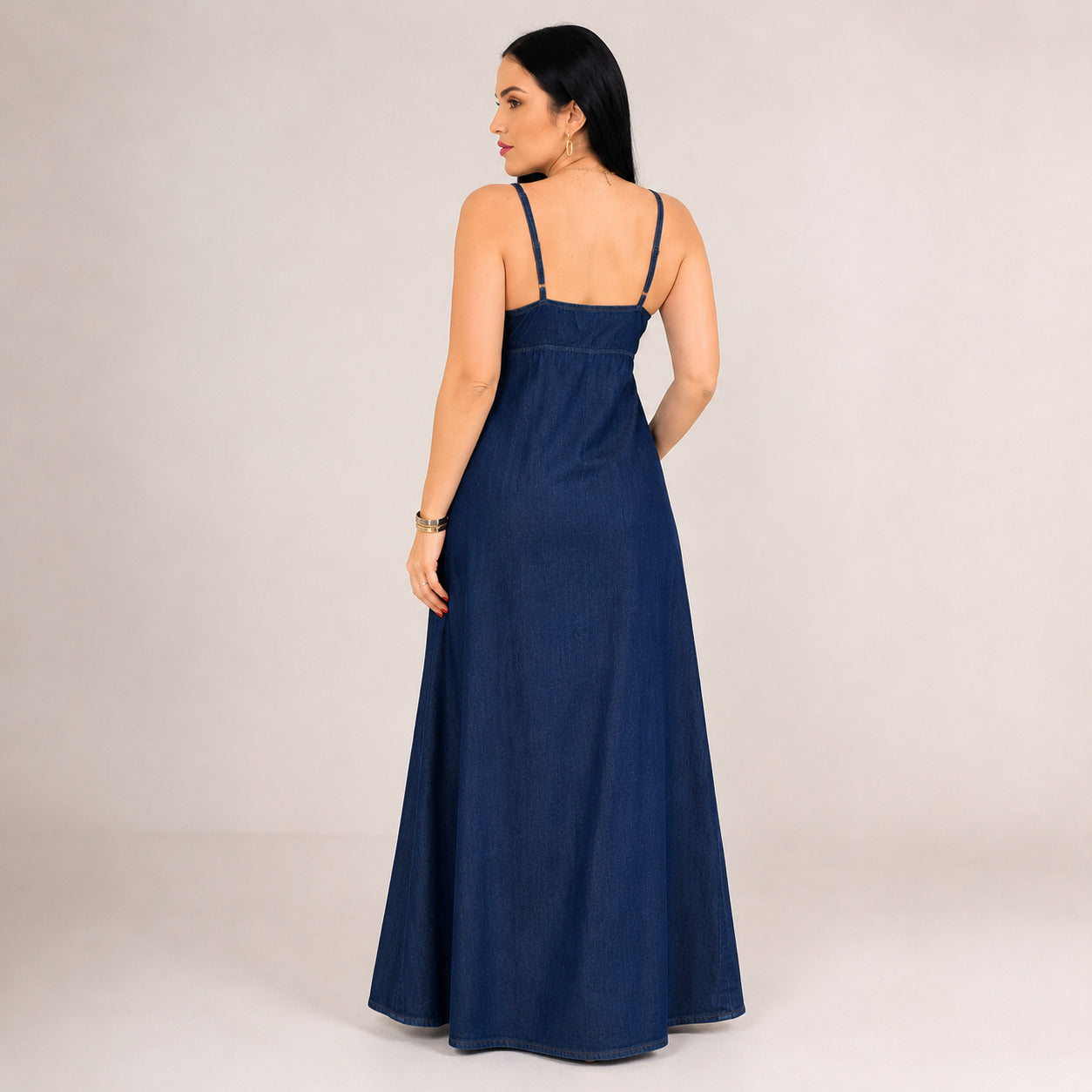 vestido Jeans Longo - Escuro